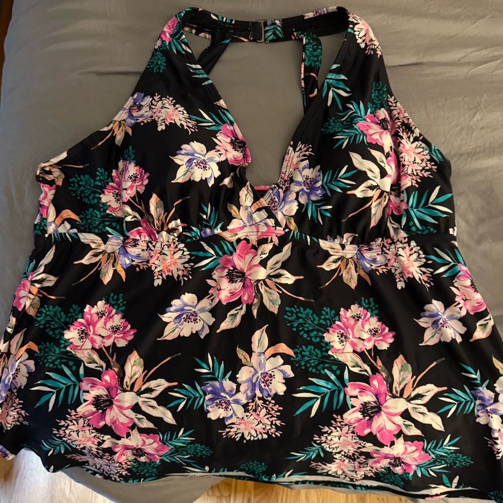 Island Escape Pink and Orange Floral Cut Out Swim Tank